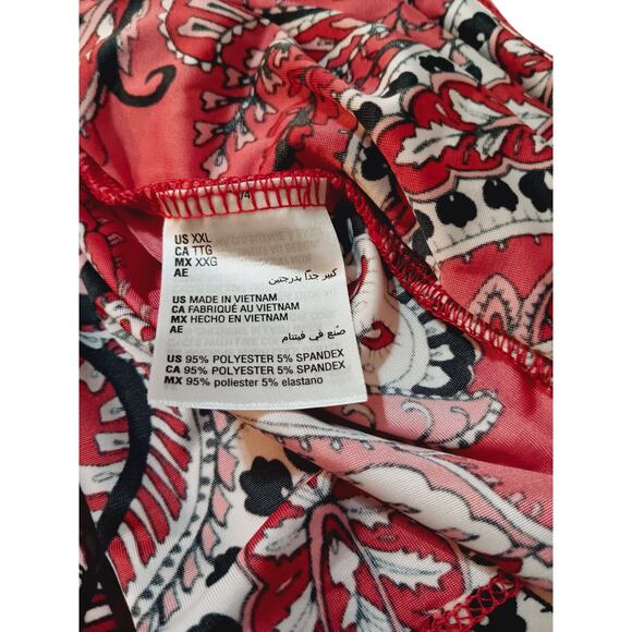 NEW INC Blouse Top Plus 2X Stretchy Faux Wrap Red V-Neck Career Office Dressy - Picture 6 of 9